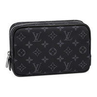 LOUIS VUITTON Coated Canvas With Leather Trim Toiletry Bag Small Size Men's Black