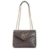 SAINT LAURENT LOULOU Leather Shoulder Bag Women's Musk