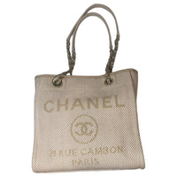 CHANEL 20A Woven Tote Bag Handbag Women's Pink/White