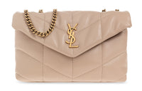 SAINT LAURENT Lambskin Crossbody Bag Shoulder Bag Women's Beige