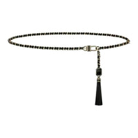 CHANEL Leather Waist Chains Unisex Black -