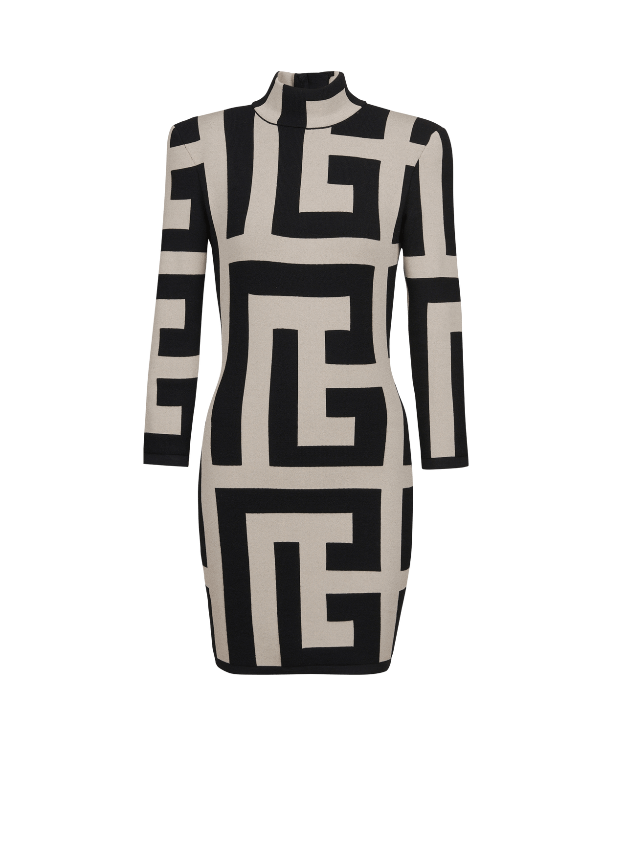 Balmain Women's Ls Mega Monogram Knit Short Dress