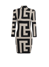 Balmain Women's Ls Mega Monogram Knit Short Dress