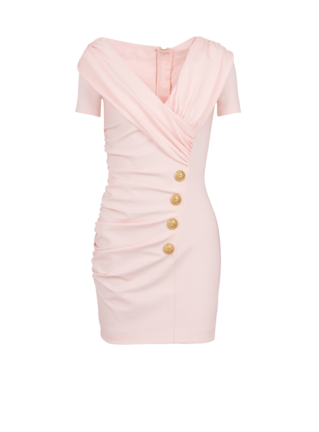 Balmain Women's 4Btn Asymetric Off Shoulder Jersey Dress
