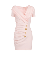 Balmain Women's 4Btn Asymetric Off Shoulder Jersey Dress