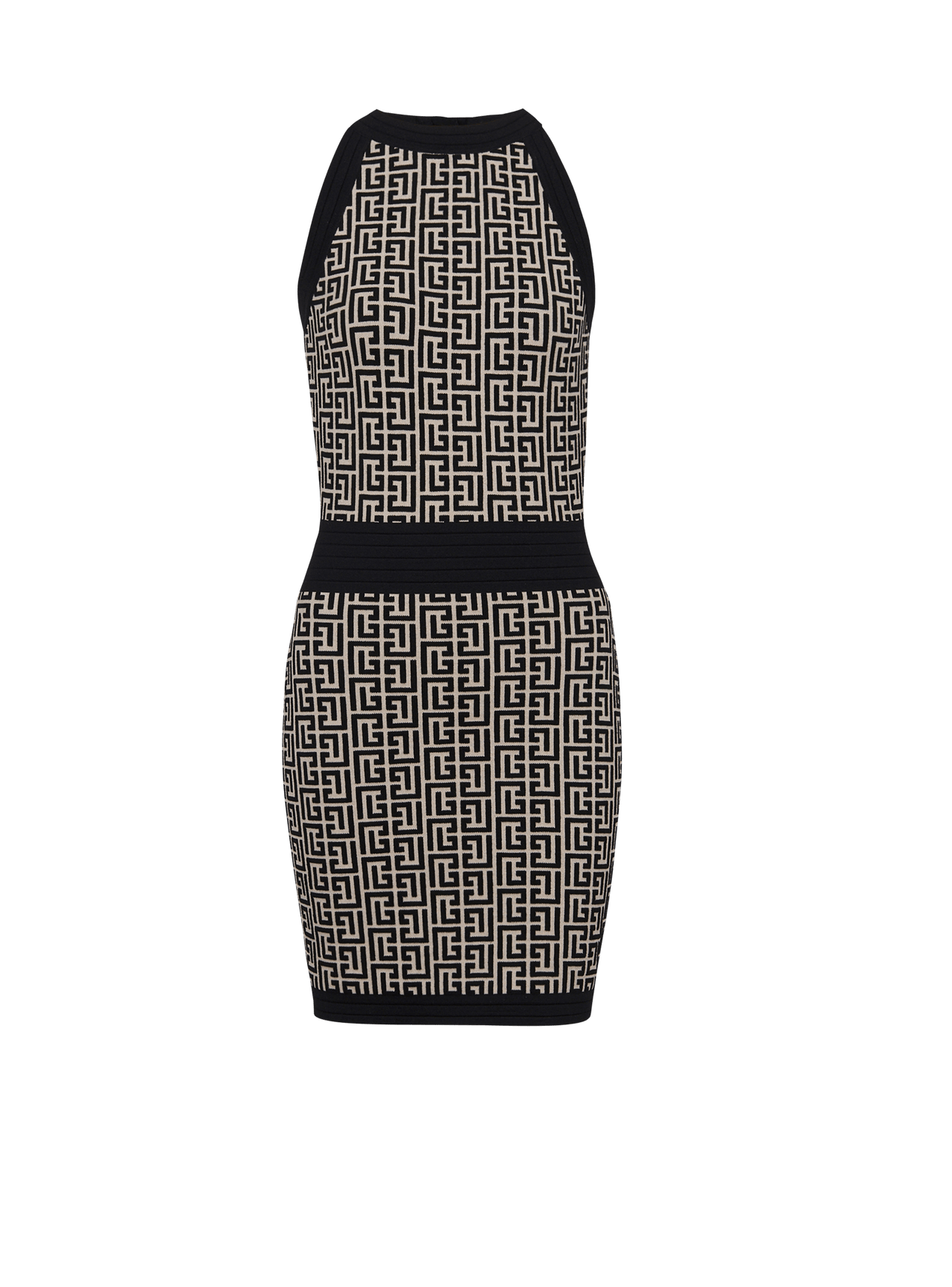 Balmain Women's Sleeveless Monogram Knit Short Dress