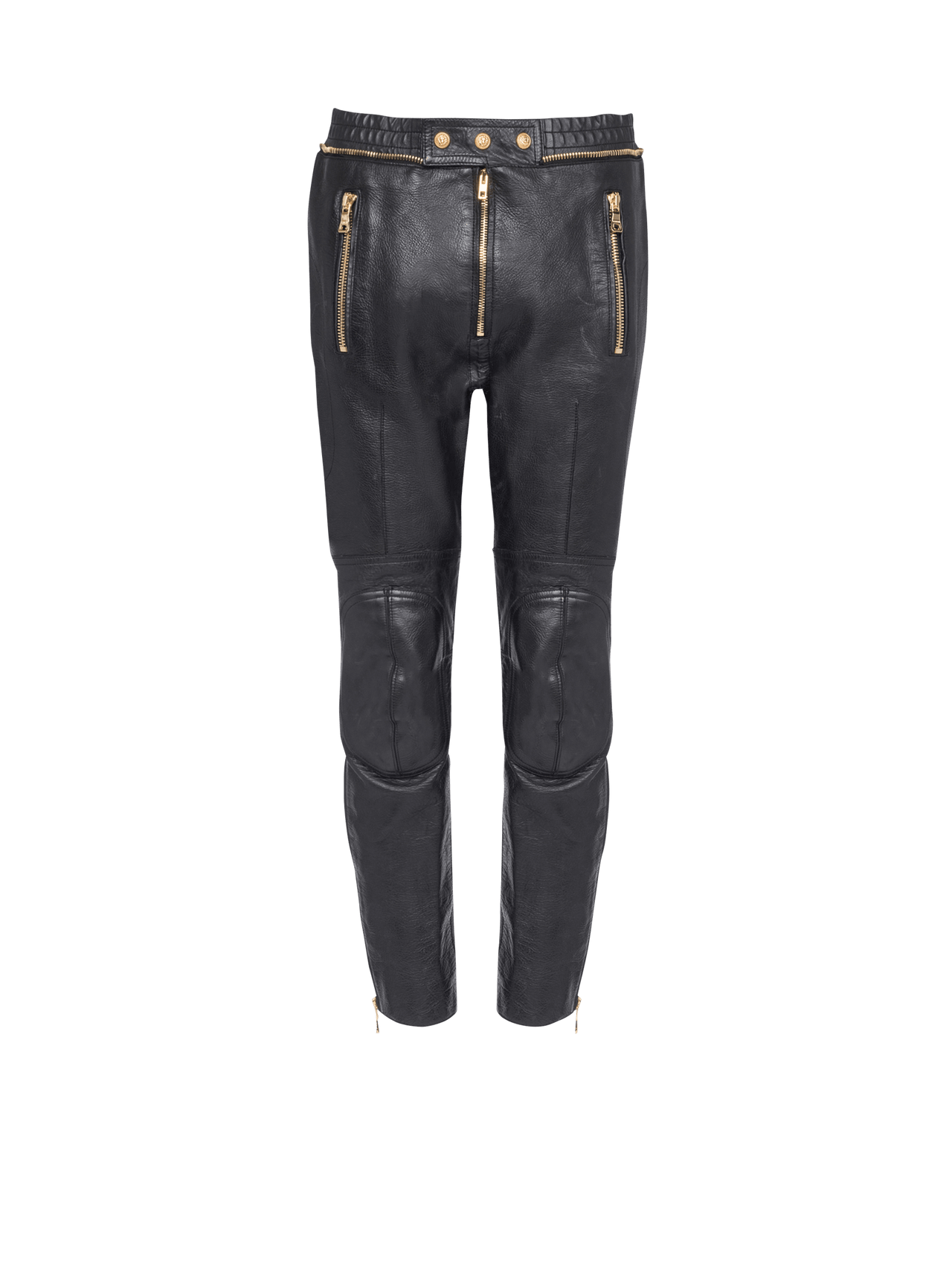 Balmain Women's Multi Zips Cut Leather Pants