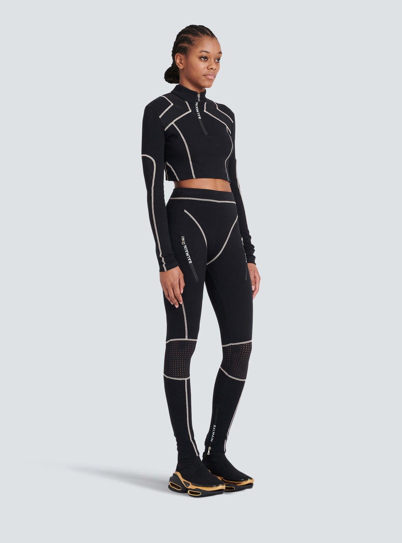 Balmain Women's Balmain Zipped Jersey Leggings