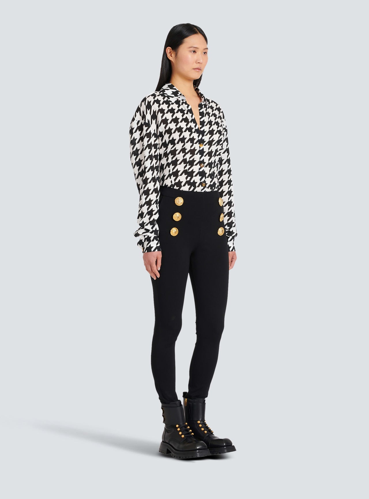Balmain Women's Hw 6Btn Jersey Stretch Skinny Pants