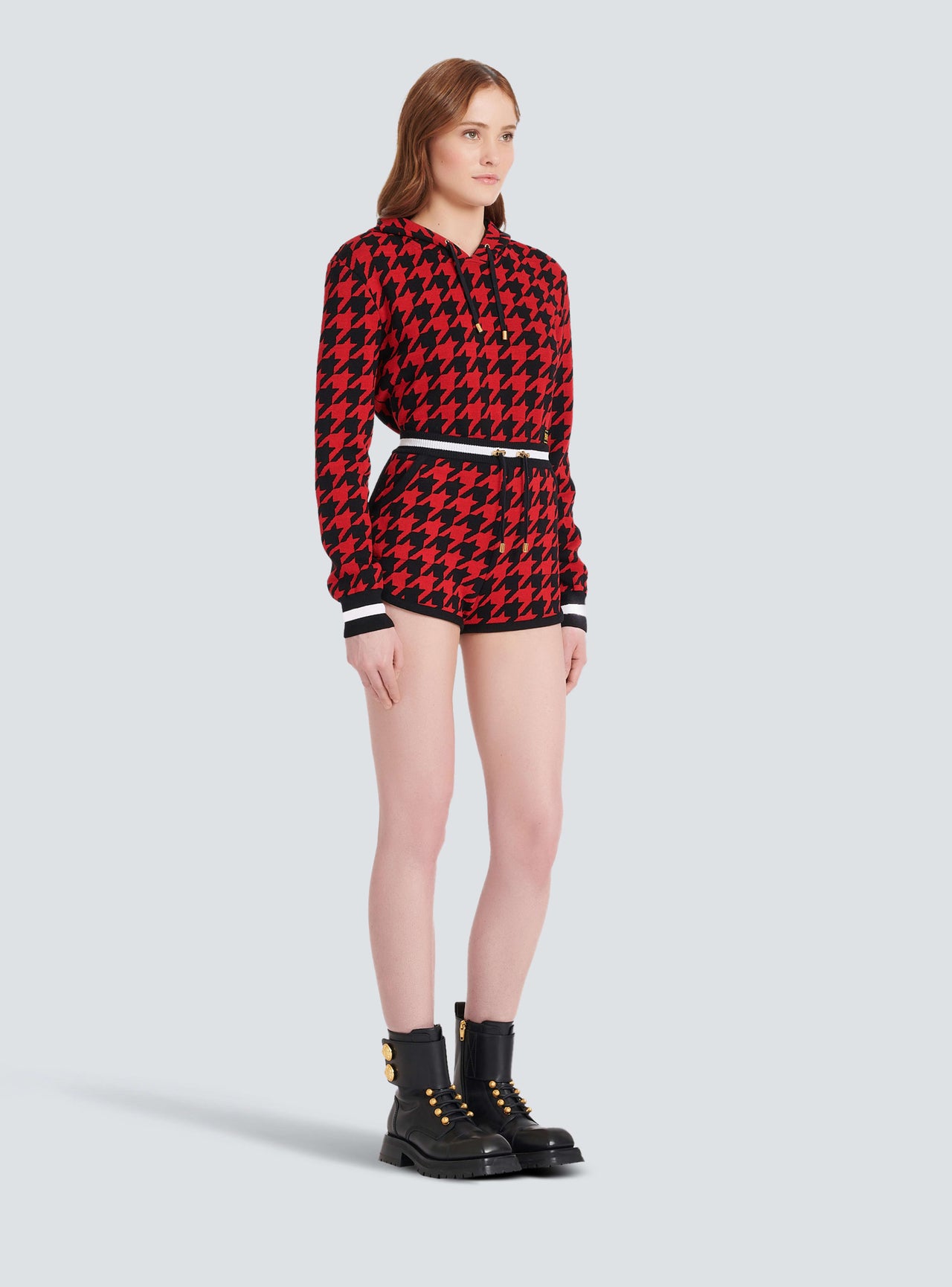 Balmain Women's Houndstooth Jacquard Knit Shorts