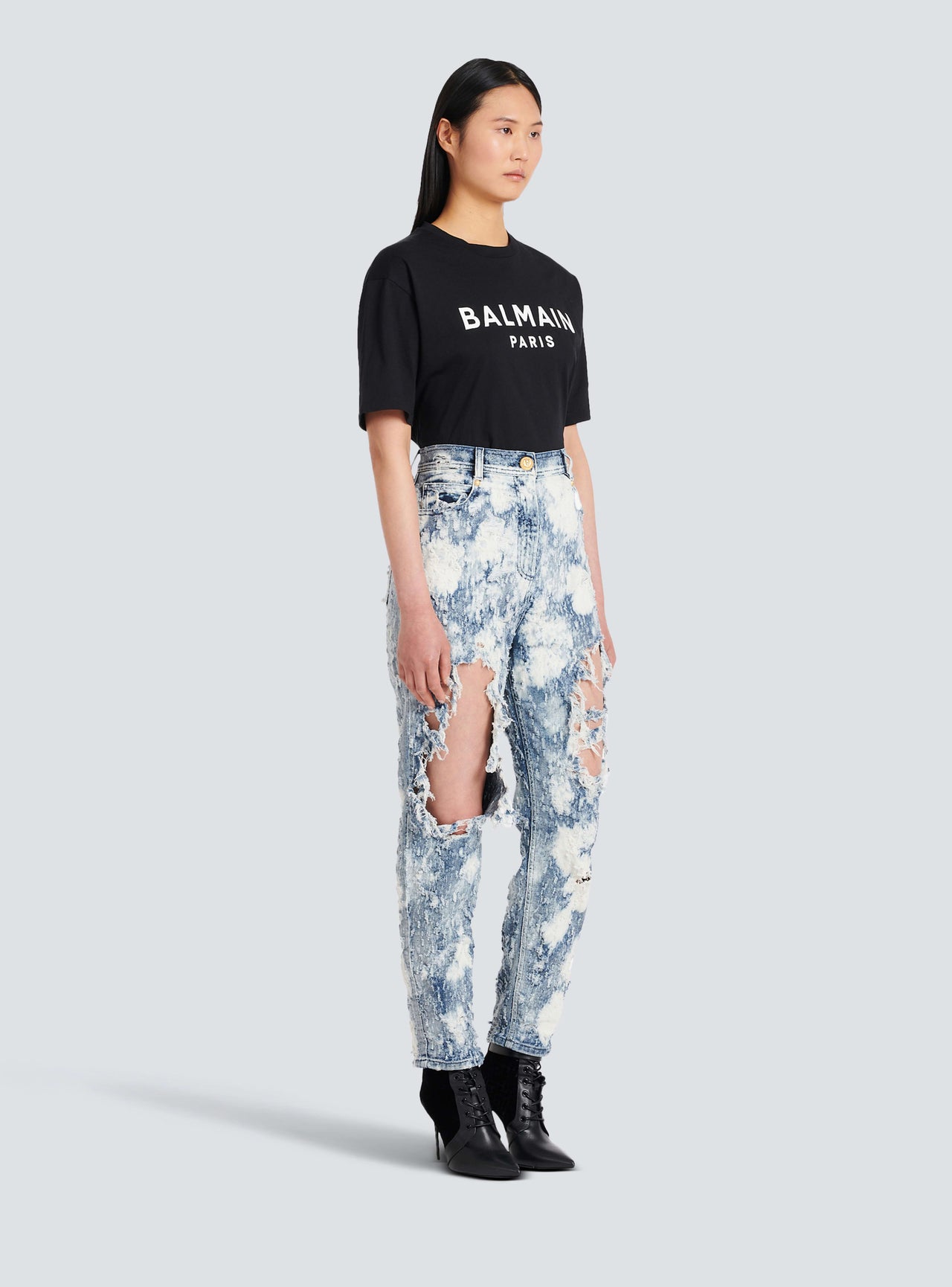 Balmain Women's Bleached & Destroy Boyfriend Jeans