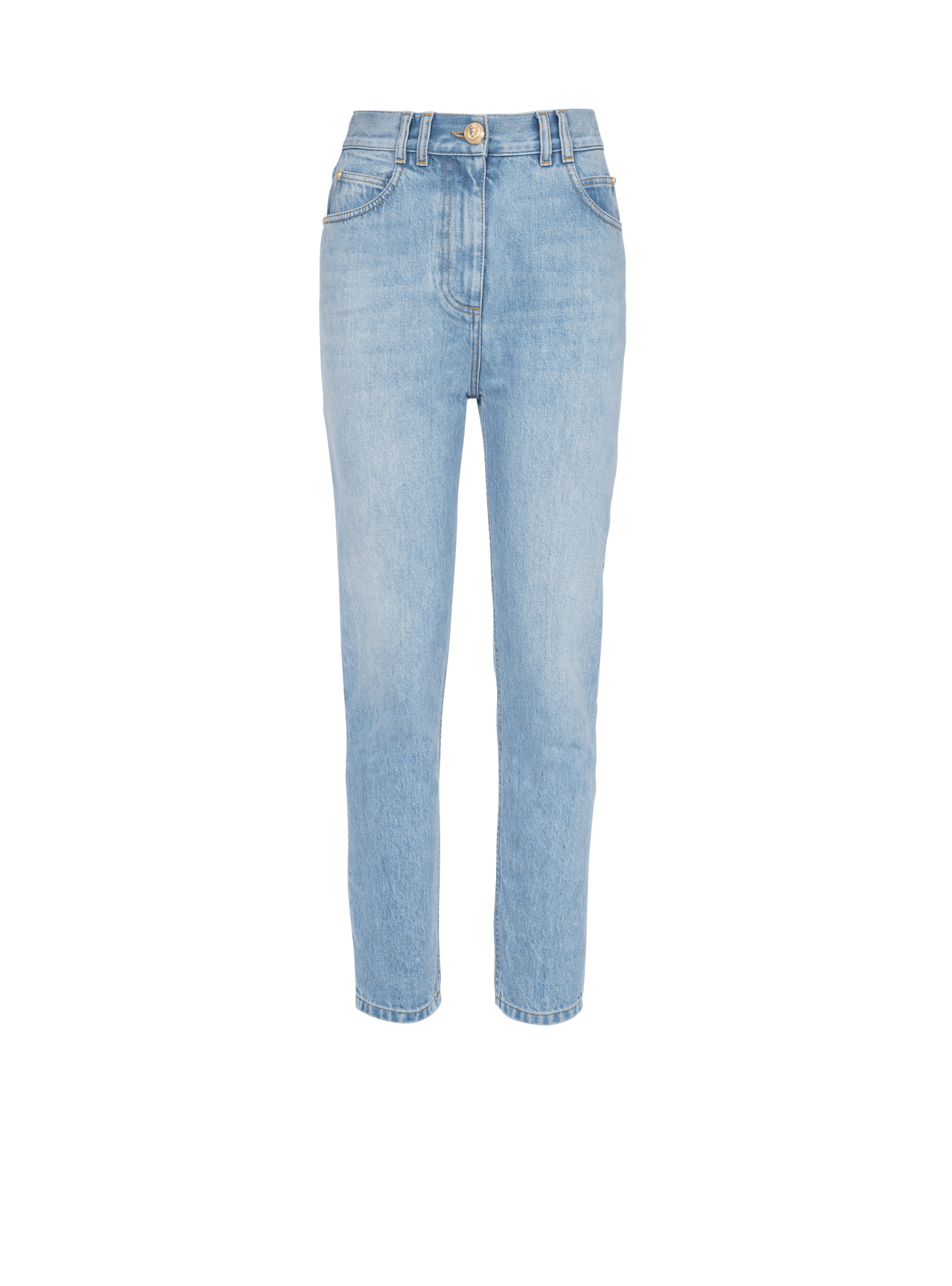 Balmain Women's Hw Blue Denim Slim Jeans