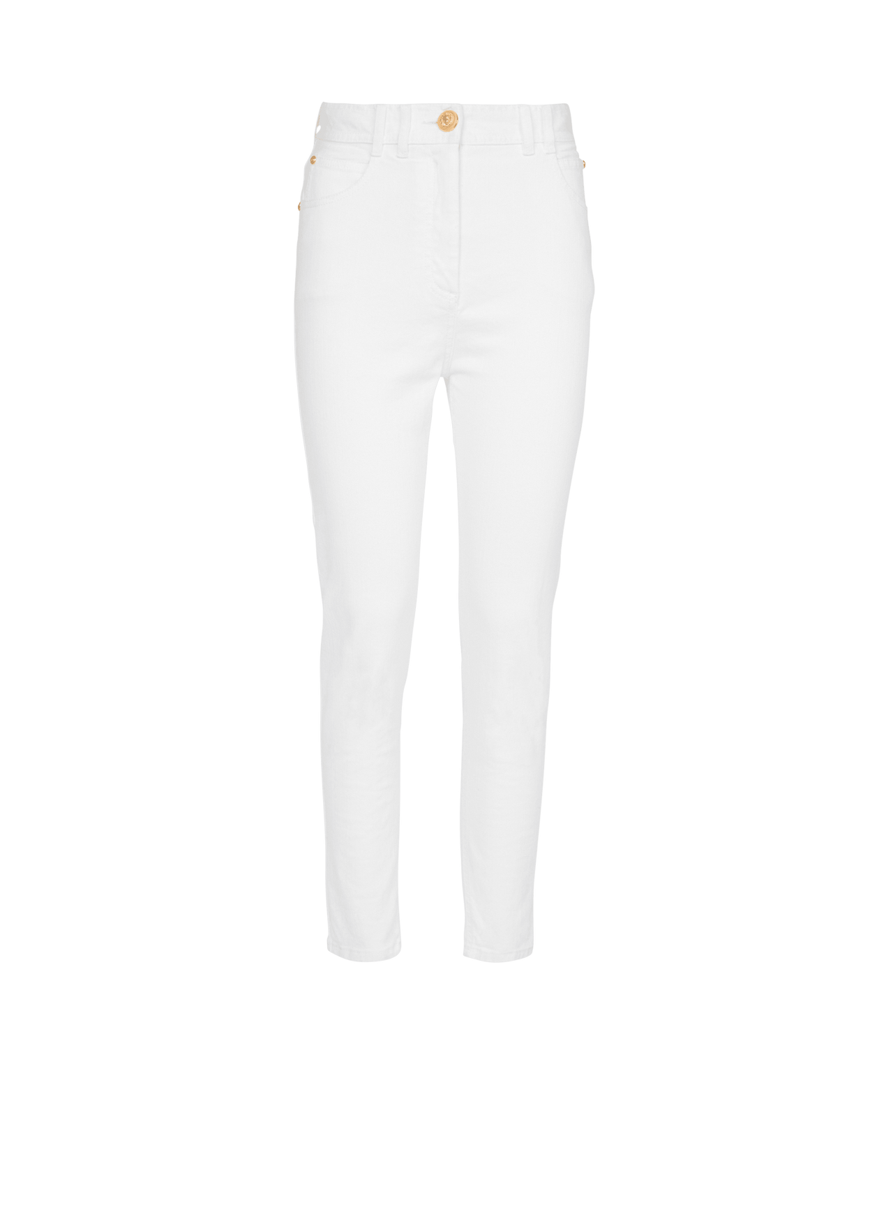 Balmain Women's Hw White Denim Slim Jeans