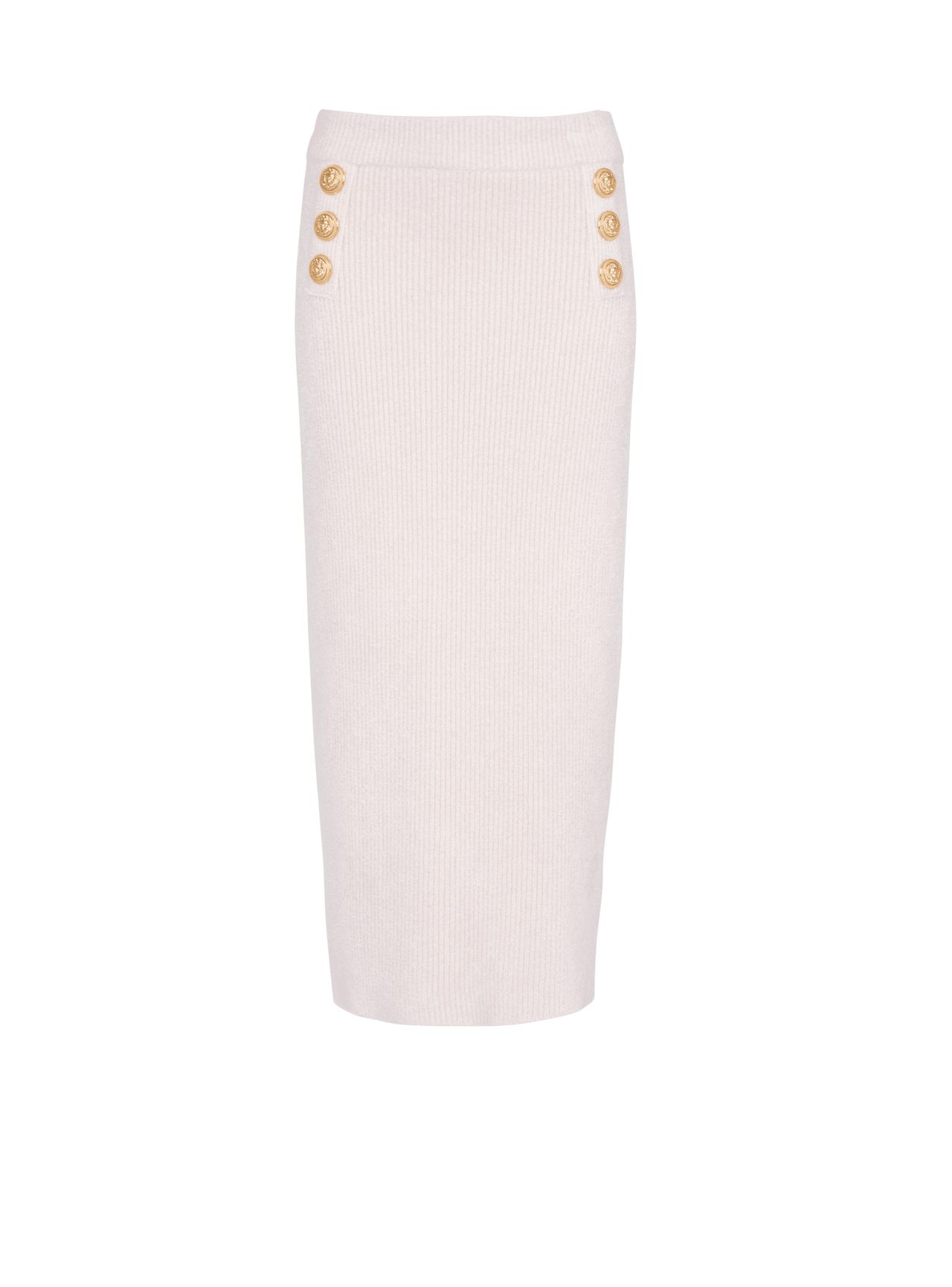 Balmain Women's Hw 6 Btn Ribbed Velvet Midi Skirt