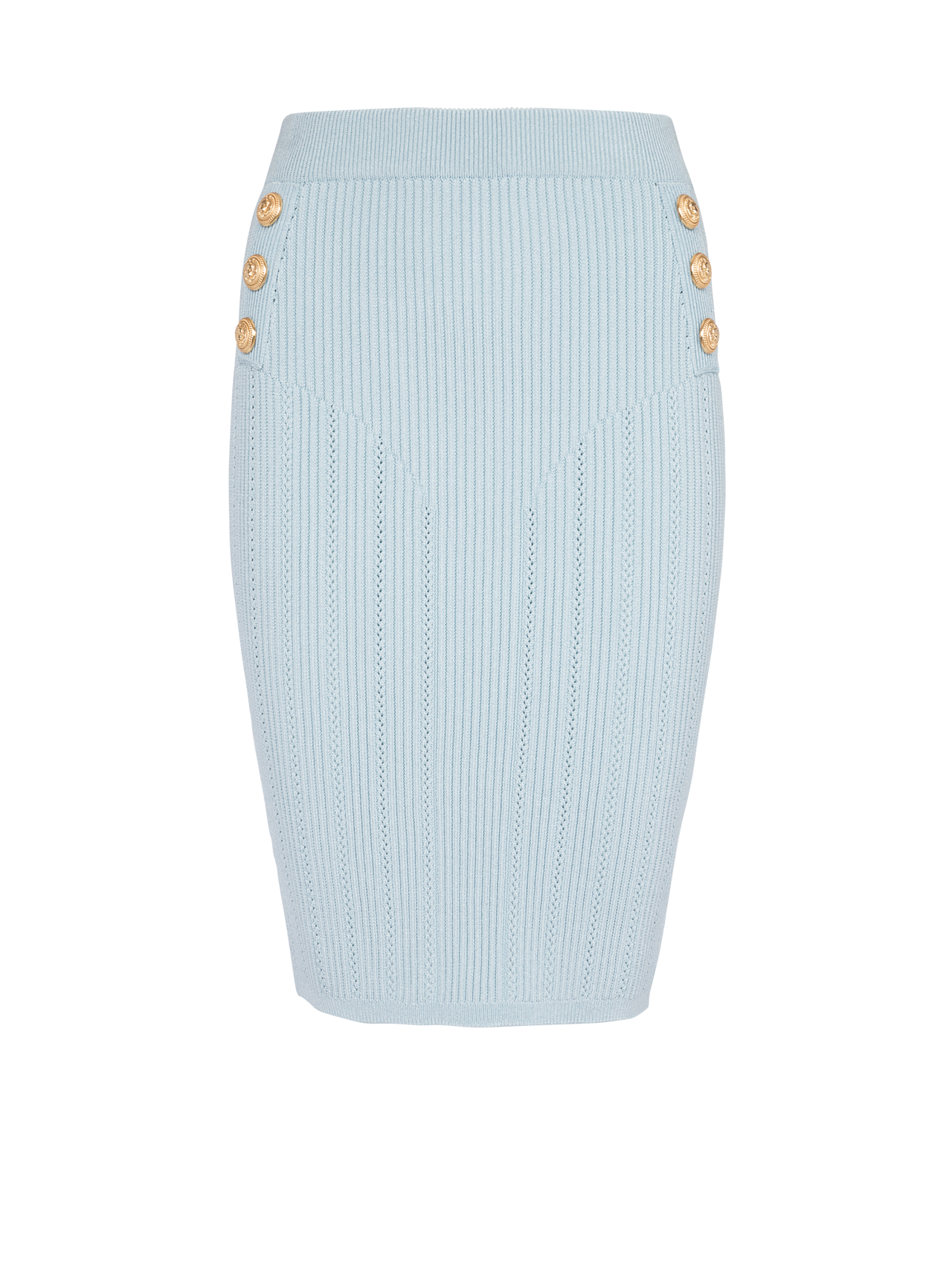 Balmain Women's Hw 6Btn Knit Knee-Length Skirt