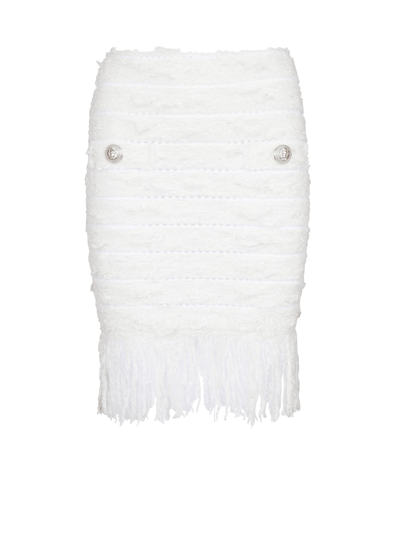 Balmain Women's 2 Btn Iridescent Fringed Tweed Skirt