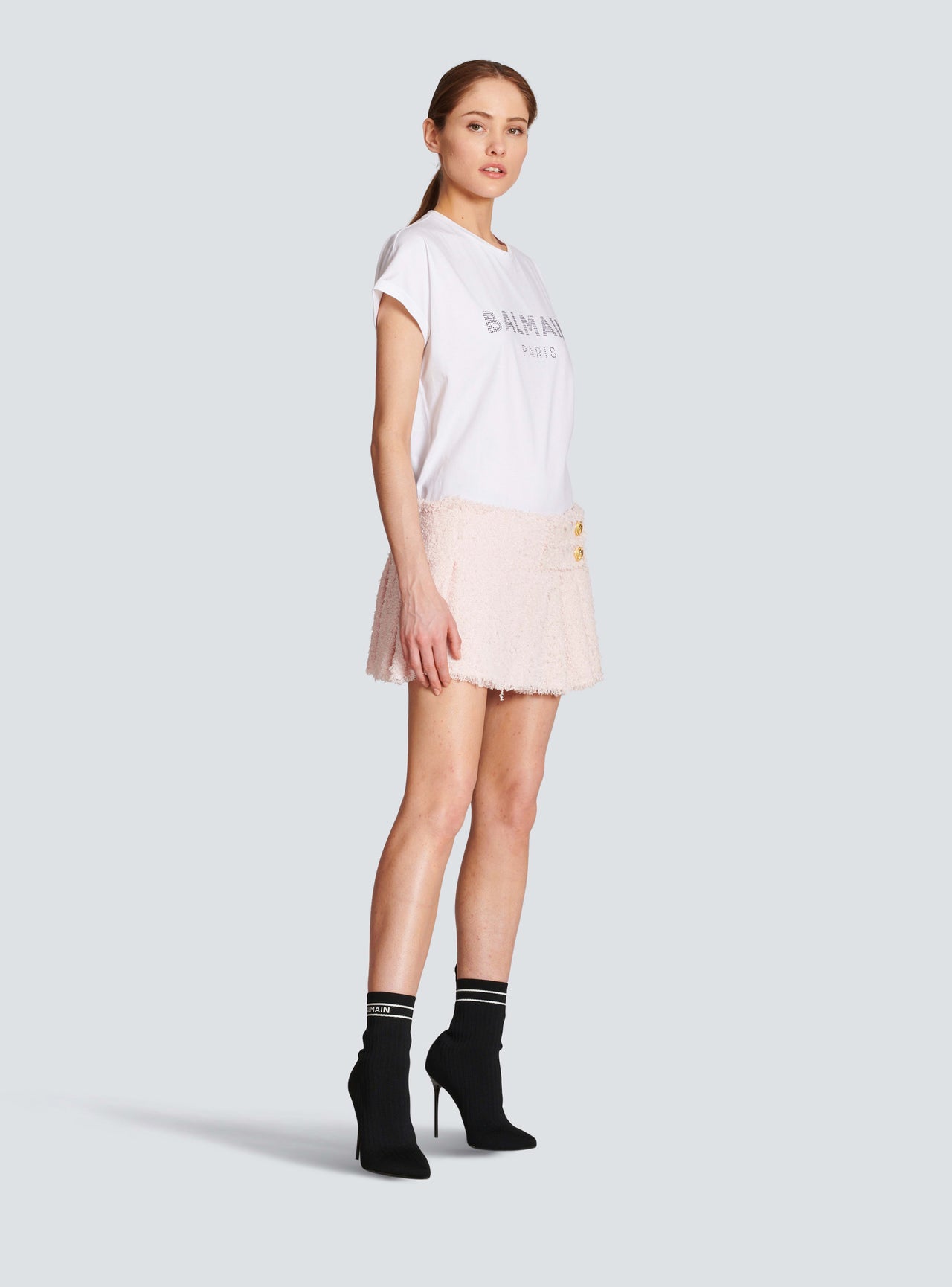 Balmain Women's Tweed Mini Kilt Skirt