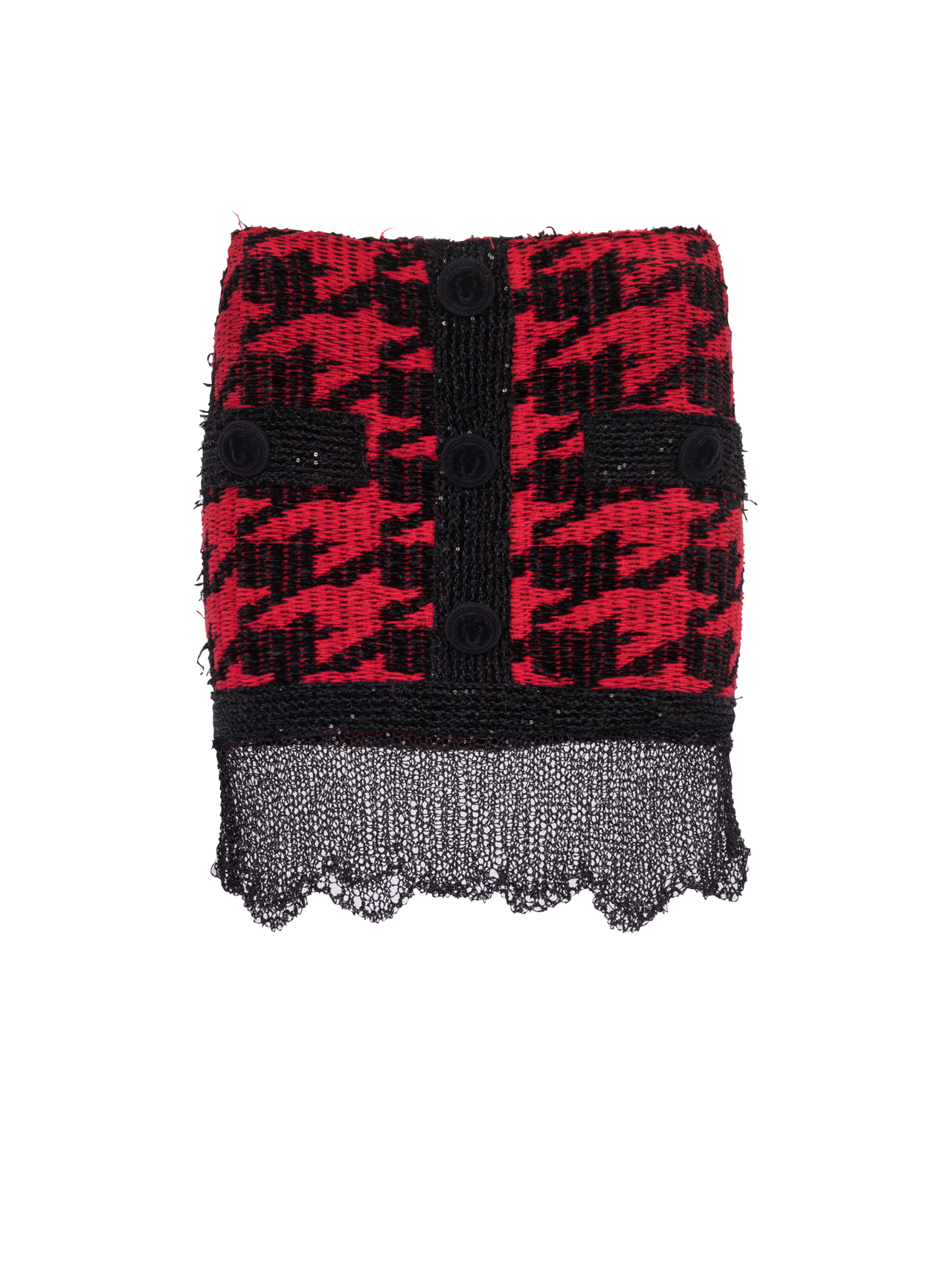 Balmain Women's Houndstooth Destroy Knit Mini Skirt