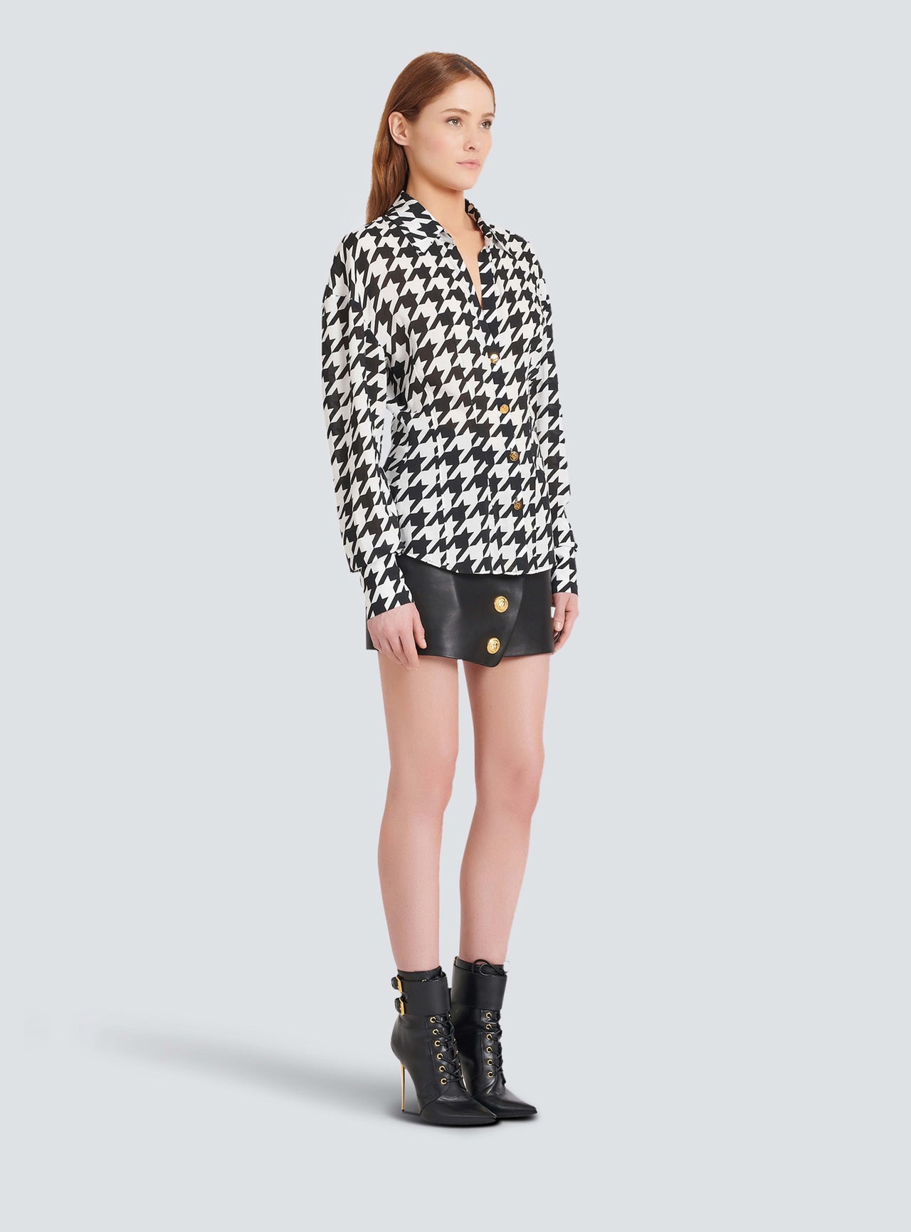Balmain Women's Printed Houndstooth Fitted Shirt