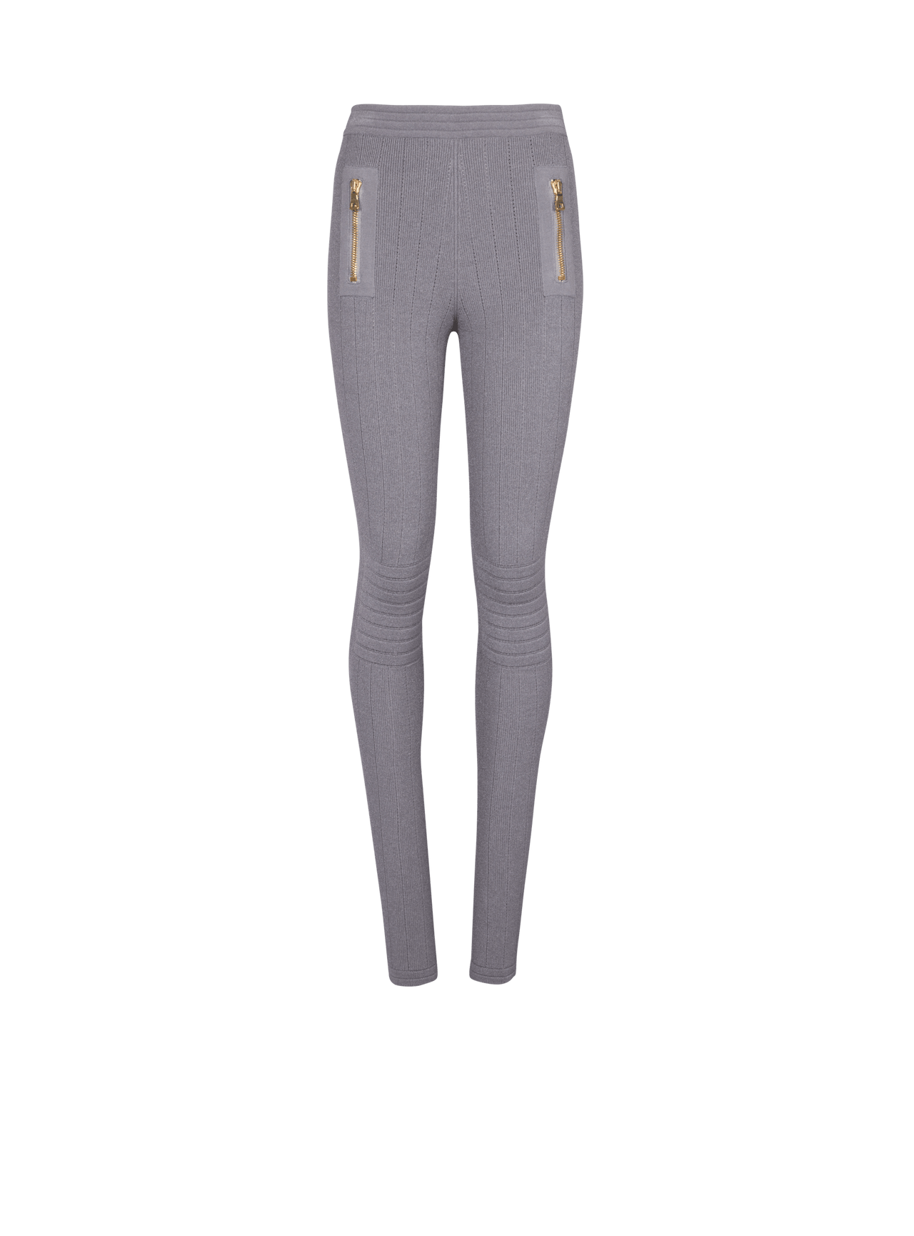 Balmain Women's Ribbed Knit Zipped Leggings