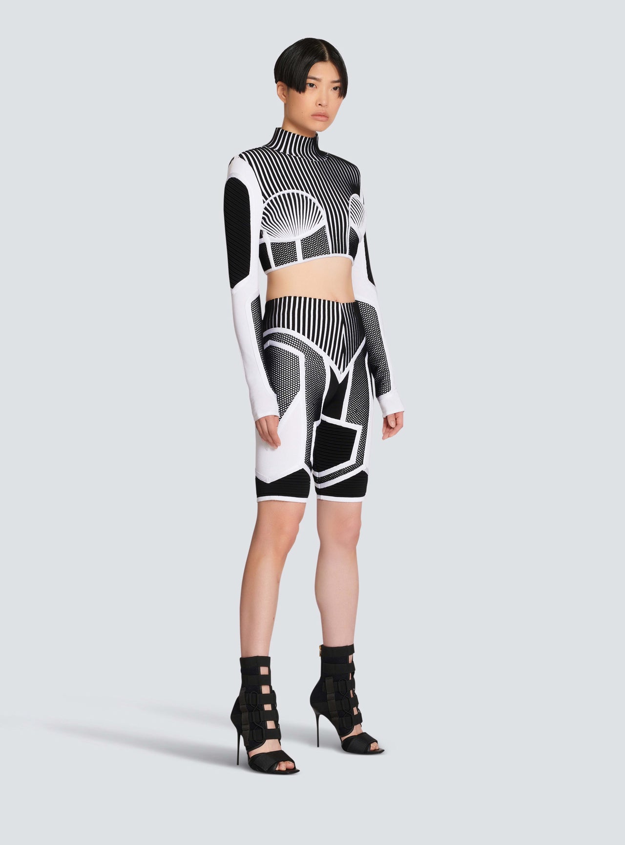 Balmain Women's Hw Biker Knit & Mesh Cyclist Shorts