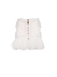 Balmain Women's Feather Fringed Mesh & Tweed Mini Skirt