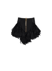 Balmain Women's Short Zipped Skirt With Lace Ruffles