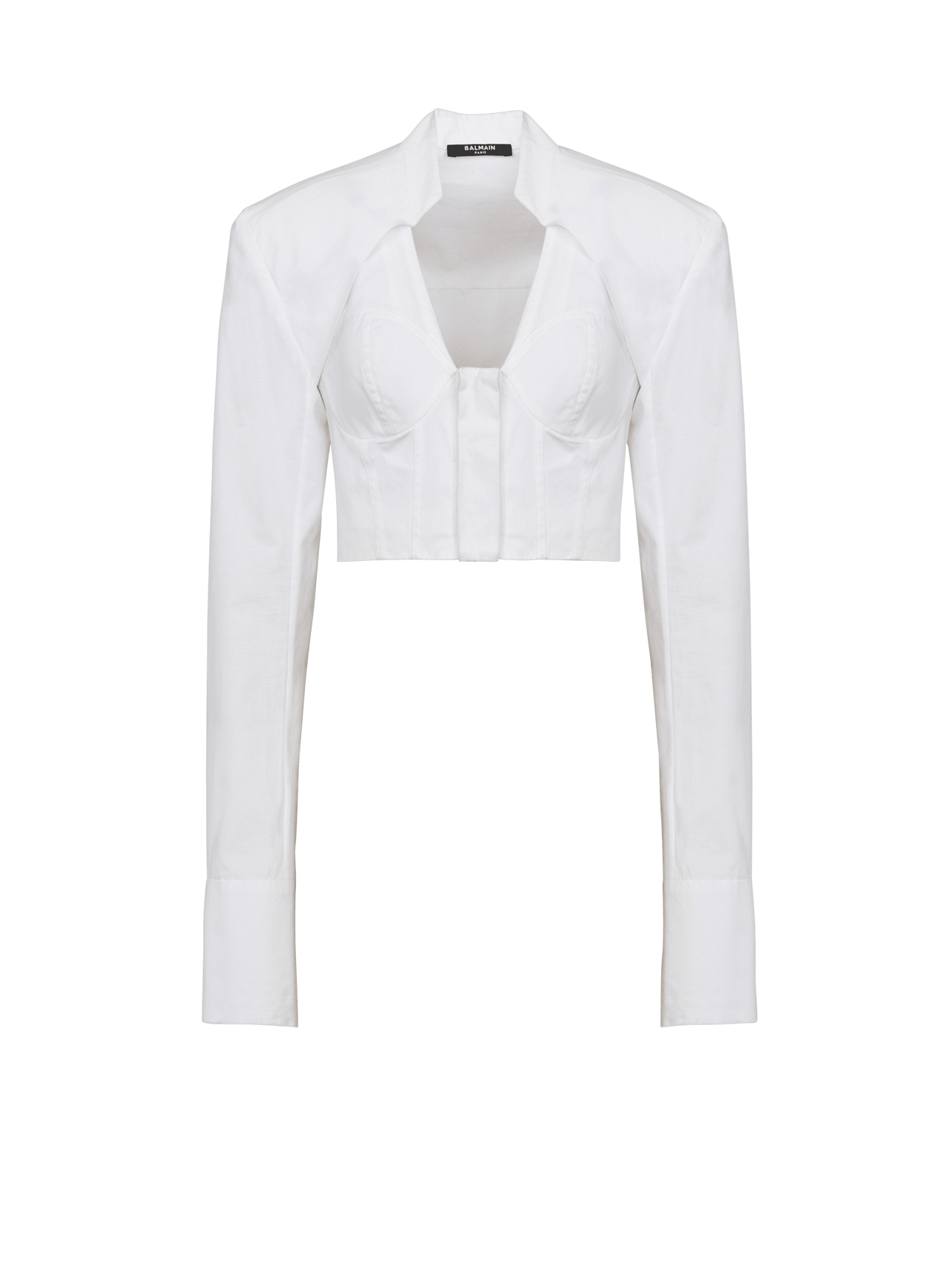 Balmain Women's Lingerie Cut Popeline Cropped Shirt