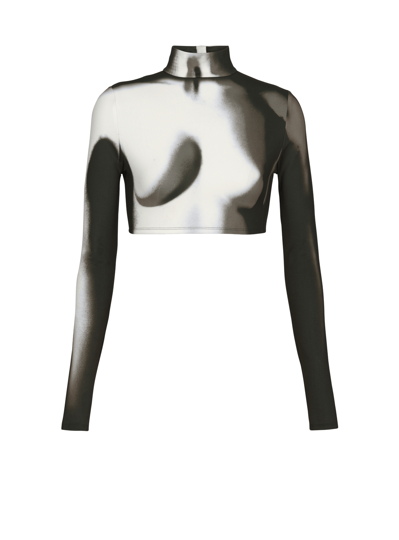 Balmain Women's Ls Body Print Jersey Cropped Top