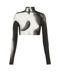 Balmain Women's Ls Body Print Jersey Cropped Top