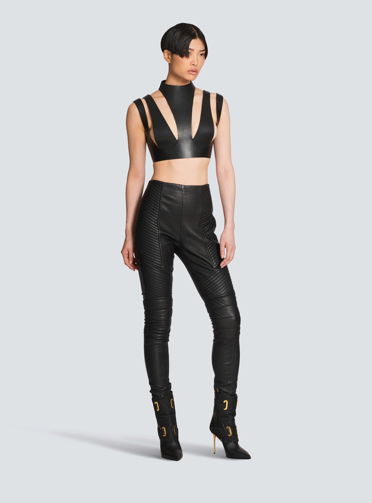 Balmain Women's Cut Out Leather Top
