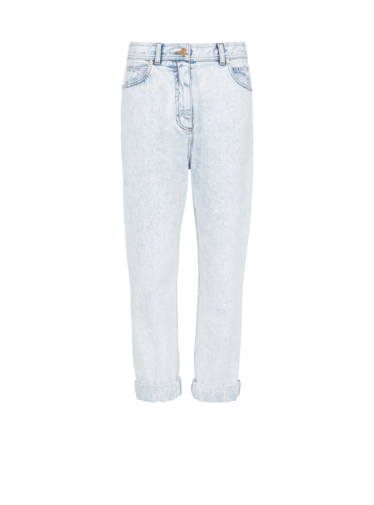 Balmain Women's High Waist Blue Denim Boyfriend Jeans