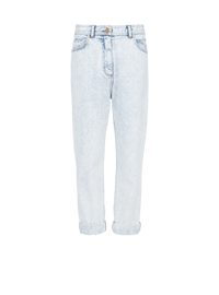 Balmain Women's High Waist Blue Denim Boyfriend Jeans