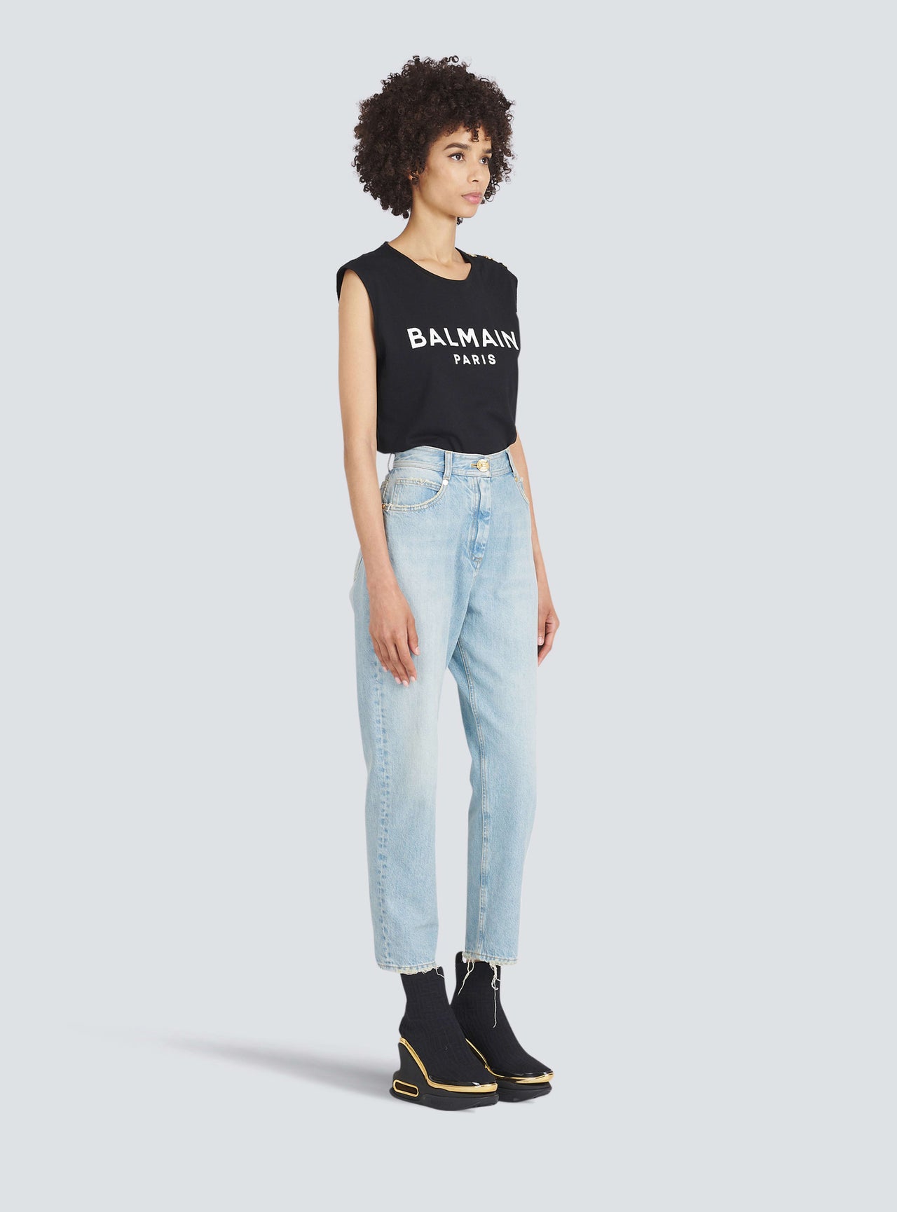 Balmain Women's Low-Rise Boyfriend Jeans W/ Monogram
