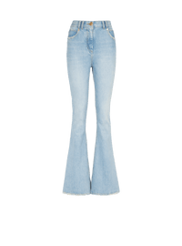 Balmain Women's High Waist Bootcut Jeans W/ Monogram