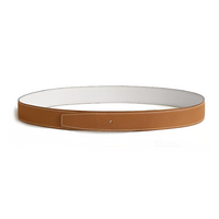 HERMES Calfskin Leather Belts Men's Brown/White Width: 3.2CM