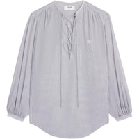 CELINE Logo Embroidered Striped Blouse