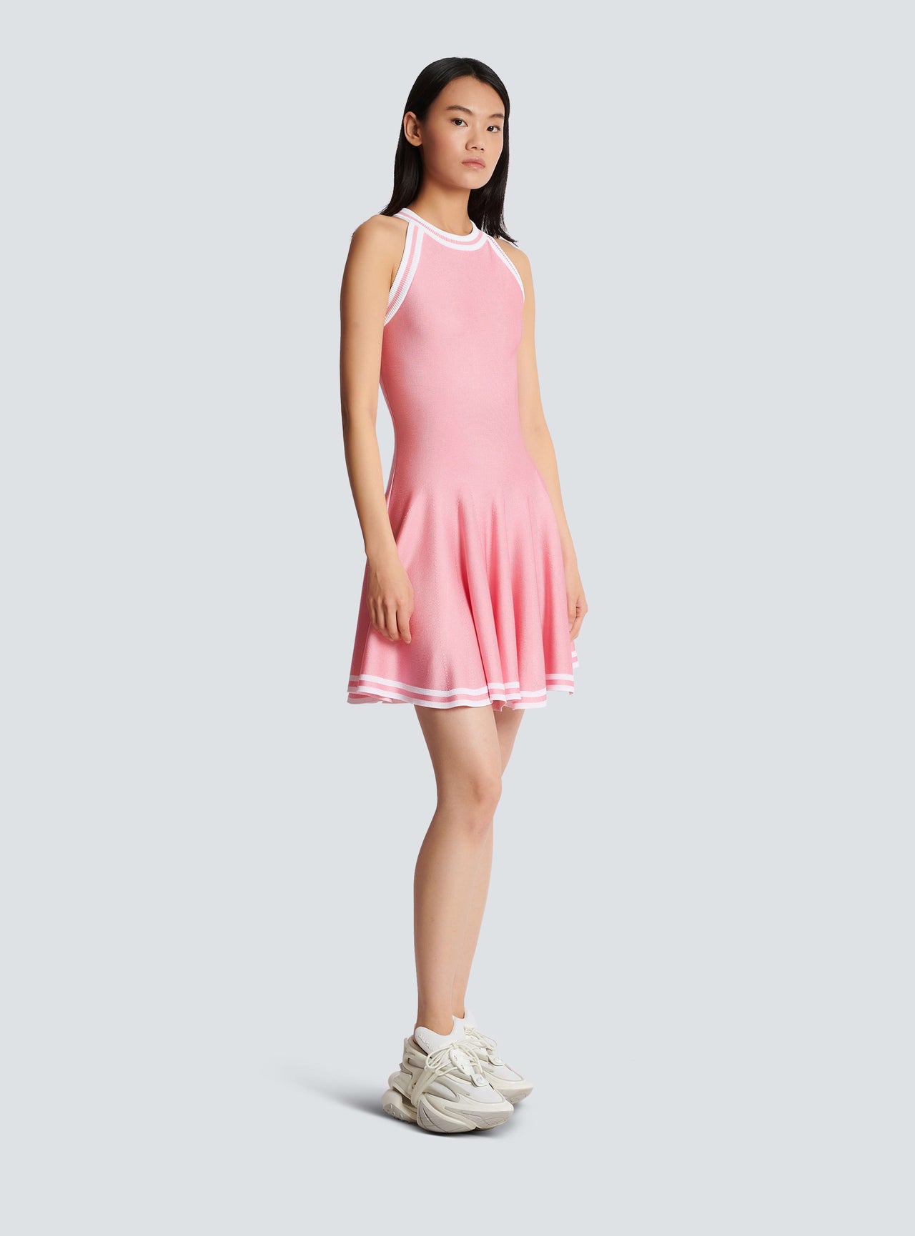 Balmain Women's Sleeveless Contrasted Knit Skater Dress