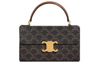 CELINE Triomphe Canvas Cow Leather Patchwork Box Bag Shoulder Bag Crossbody Bag Handbag Women's Brown