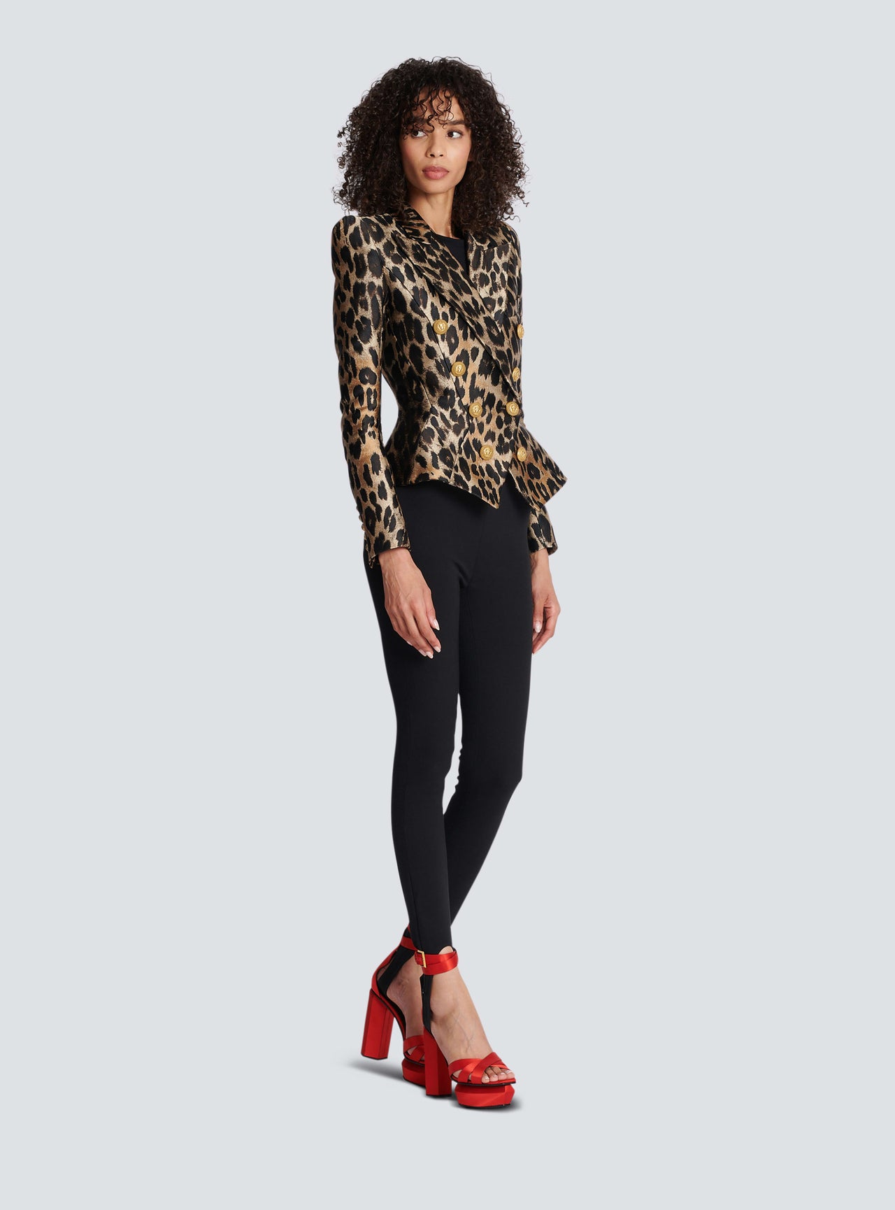 Balmain Women's 8 Btn Leopard Jacquard Jacket