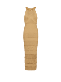 Balmain Women's Embroidered Collar Knit Midi Dress