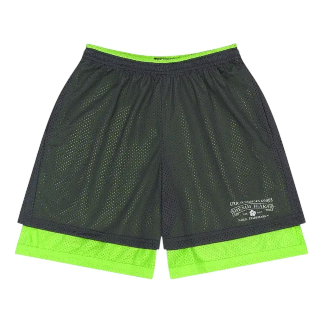 Denim Tears ADG Double Layer Mesh Shorts 'Grey Lime' SS25BRA0051914