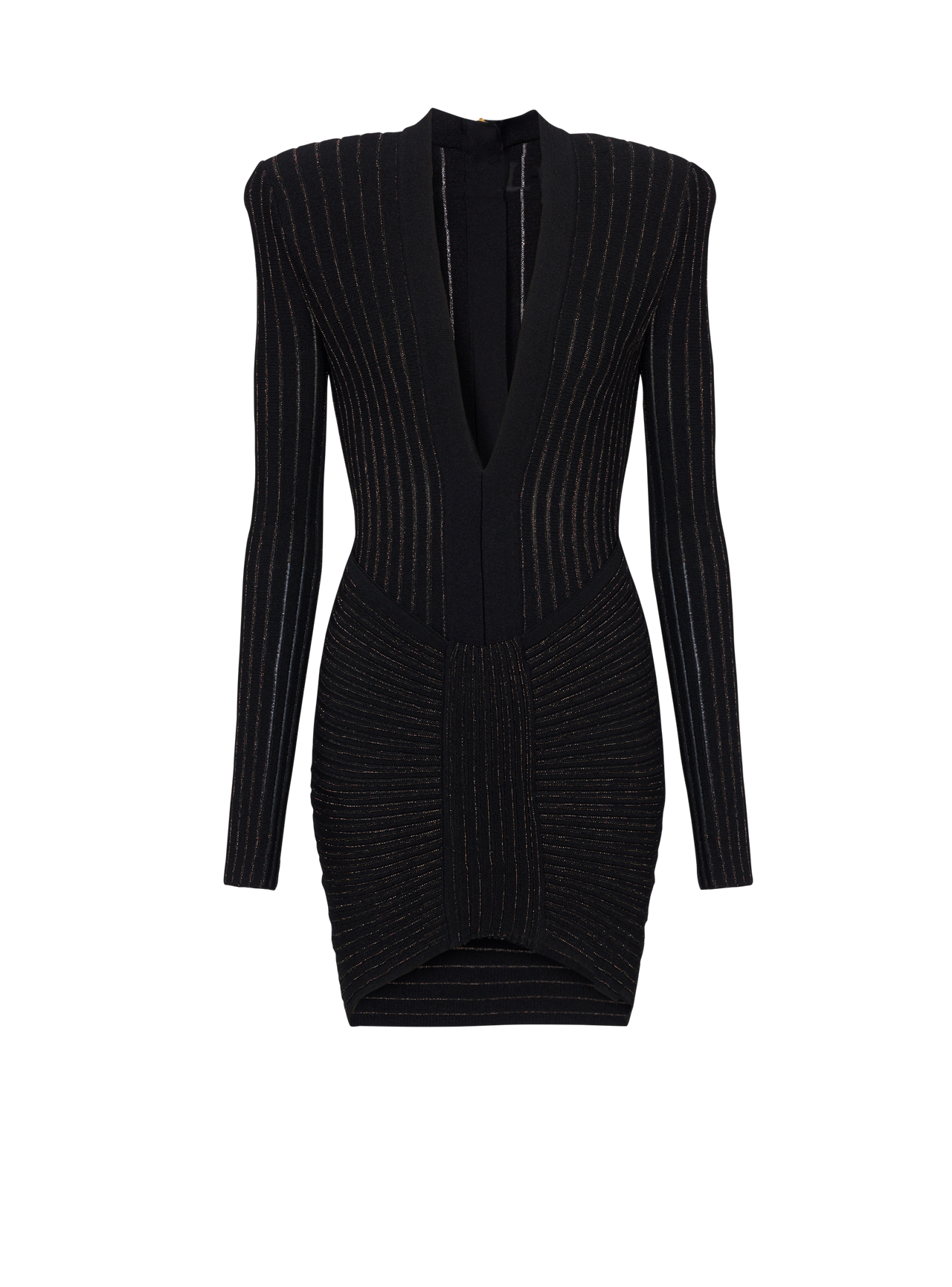 Balmain Women's Ls V Neck Egyptian Knit Short Dress