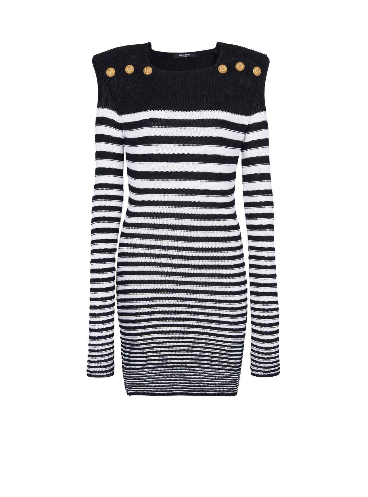 Balmain Women's Ls 6 Btn Striped Knit Short Dress