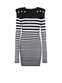 Balmain Women's Ls 6 Btn Striped Knit Short Dress