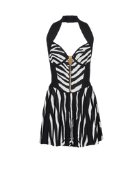 Balmain Women's Zebra Jacquard Knit Pleated Short Dress