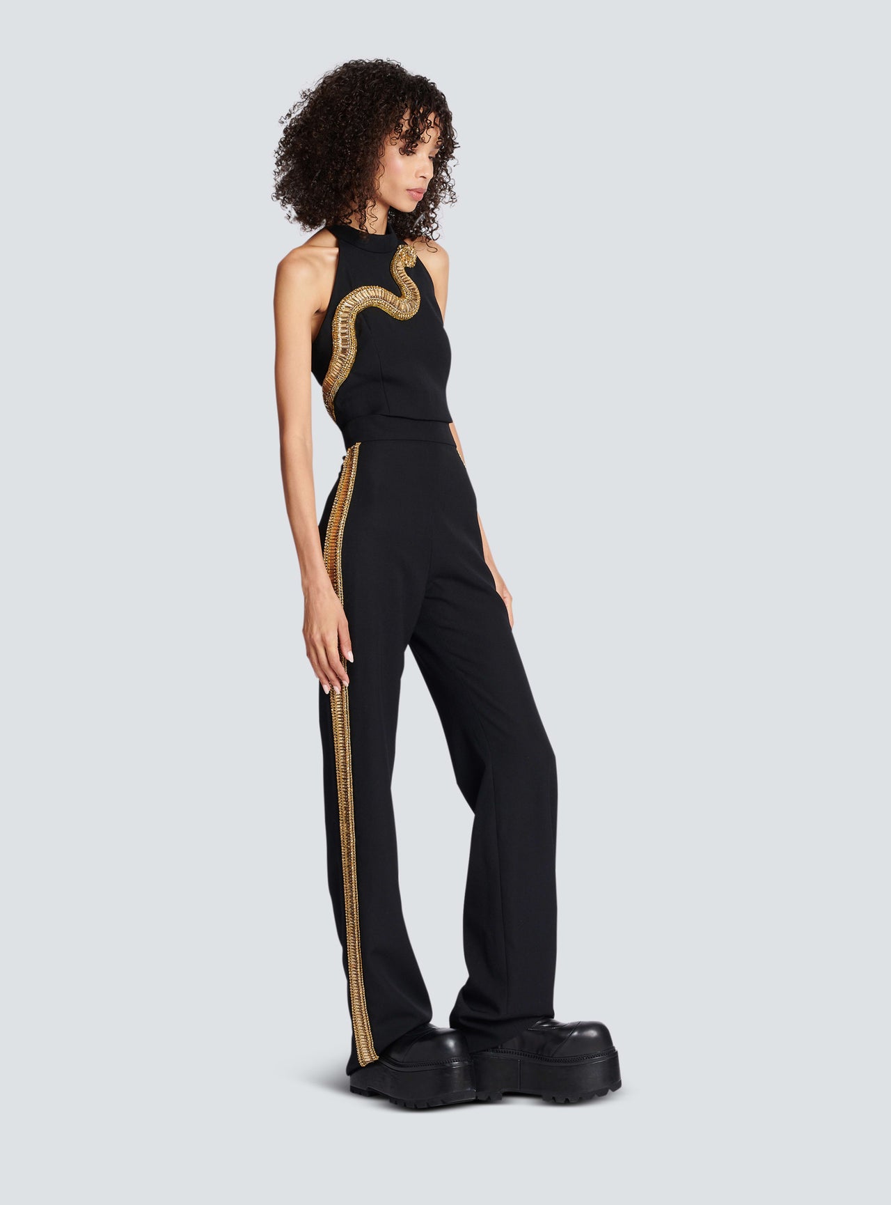 Balmain Women's Embroidered Wide Leg Pants