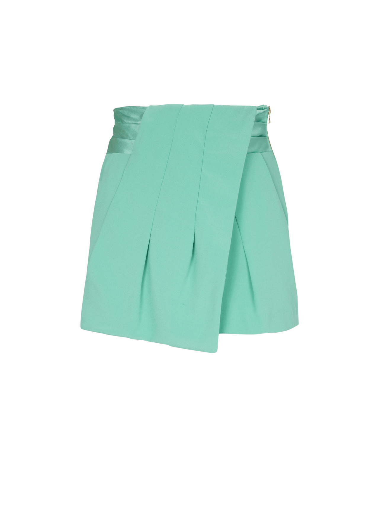 Balmain Women's Hw Satin Waistband Crepe Draped Shorts