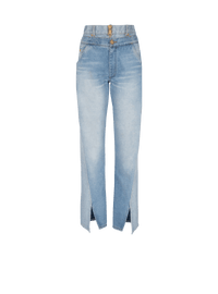 Balmain Women's Vintage Blue Two In One Wide Leg Jeans