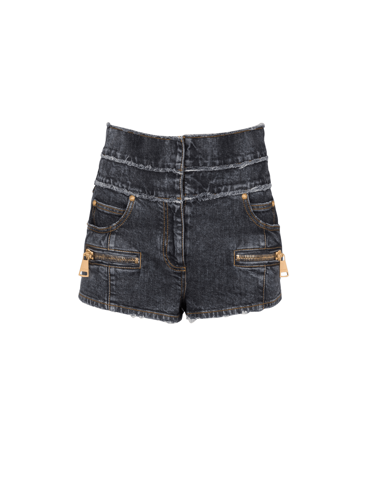 Balmain Women's Hw Zipped Used Denim Shorts